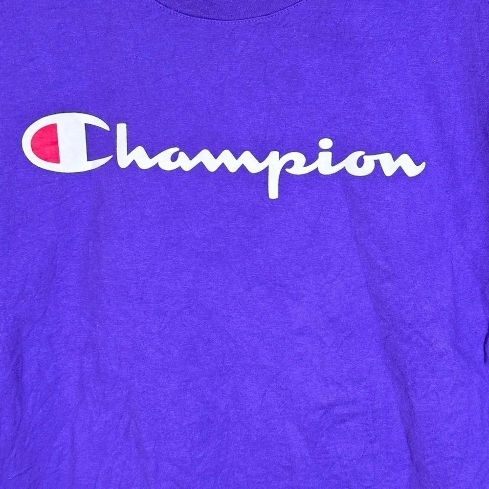 Men’s Vintage VTG Champion Logo Purple T-shirt Size Medium ACTIVEWEAR Sporty - Picture 3 of 6